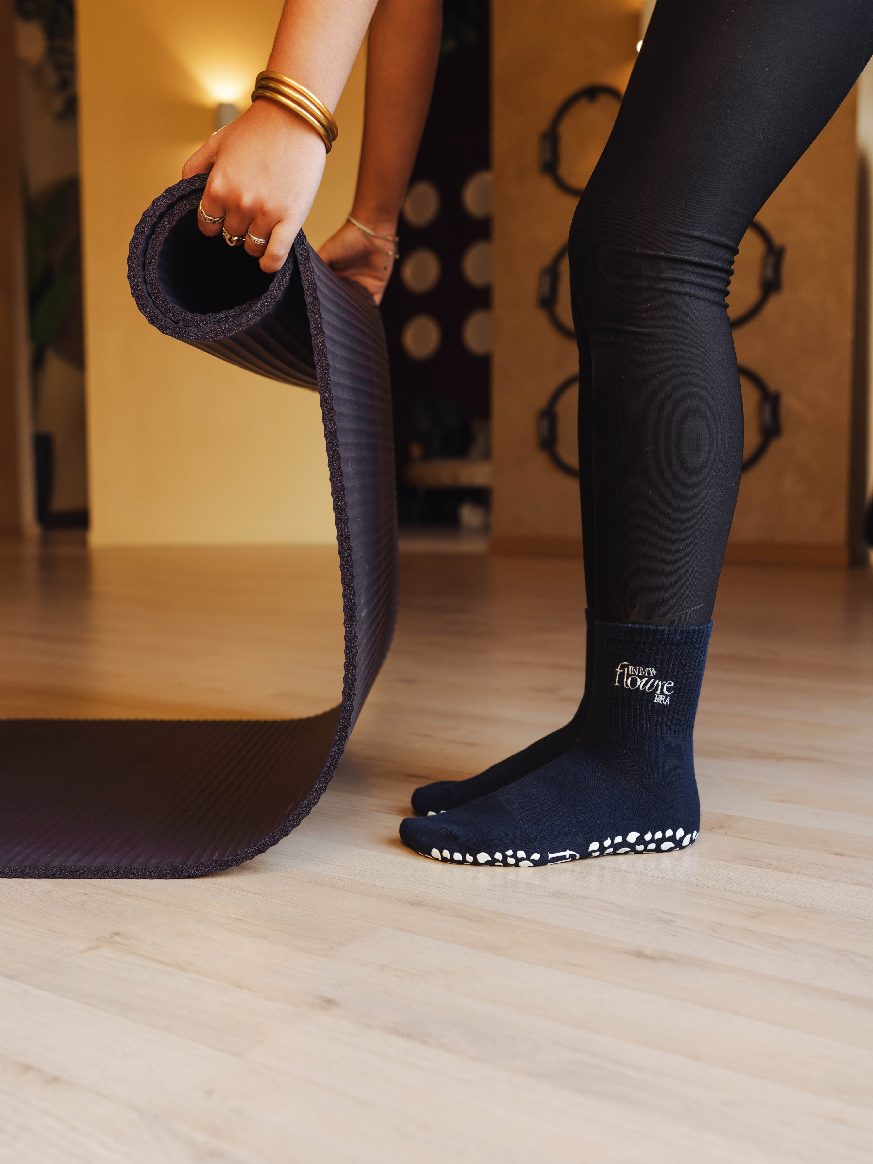 Grip socks brodé - Bleu foncé