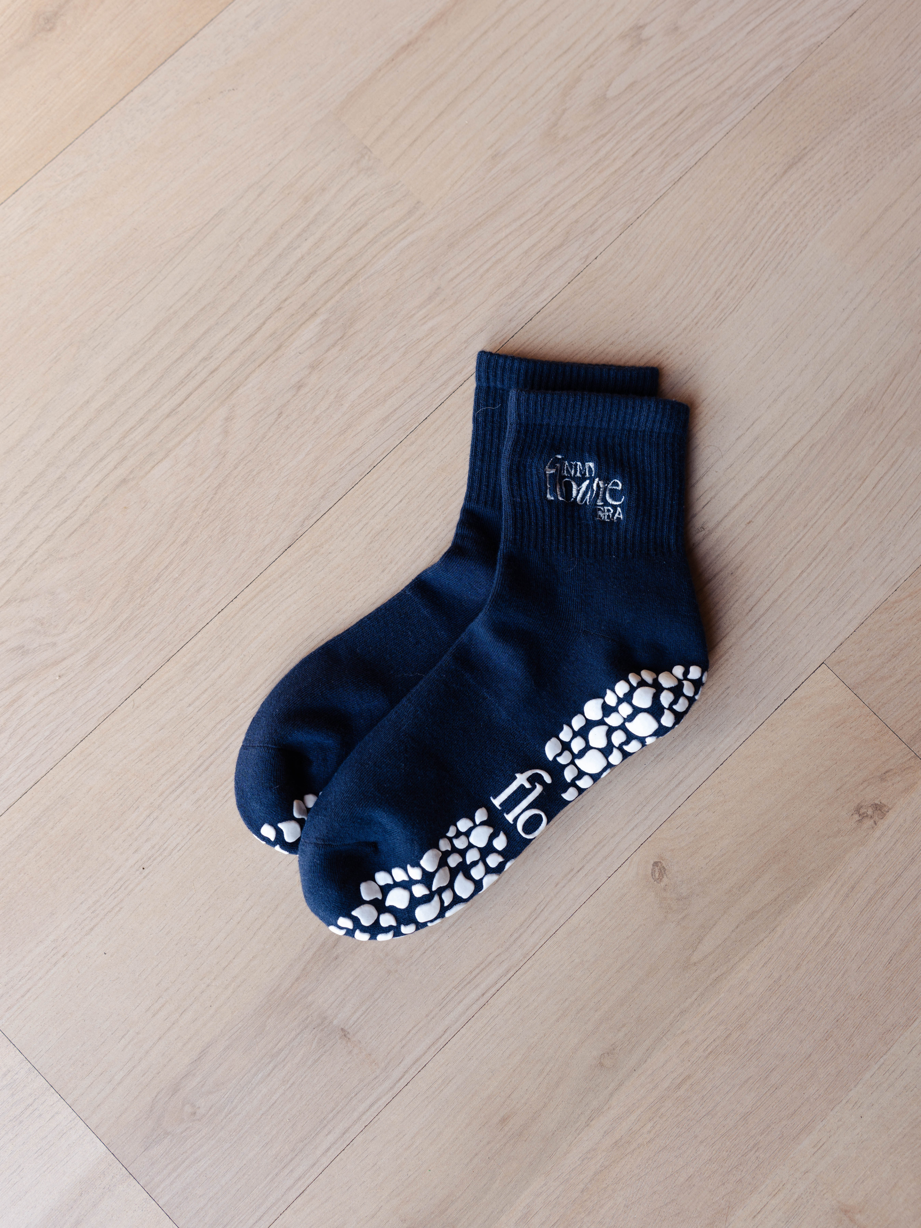 Grip socks brodé - Bleu foncé